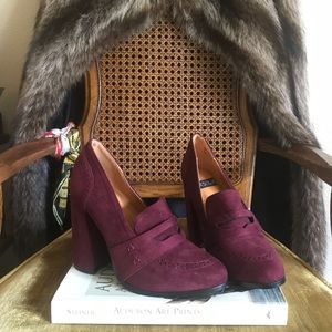 Maroon Velvet Chunky Heel